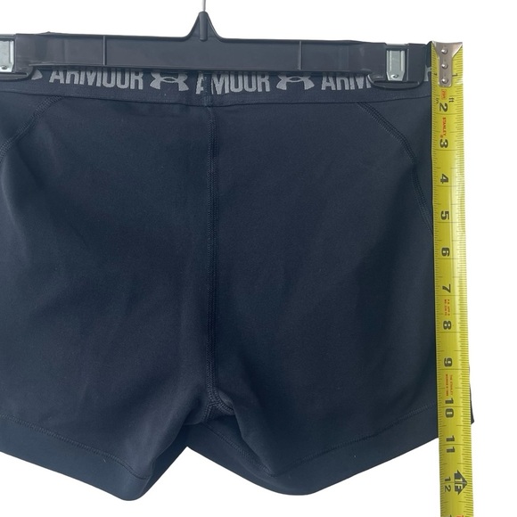Under Armour Women’s Black HeatGear Compression Shorts Small Logo Waistband - Picture 3 of 4